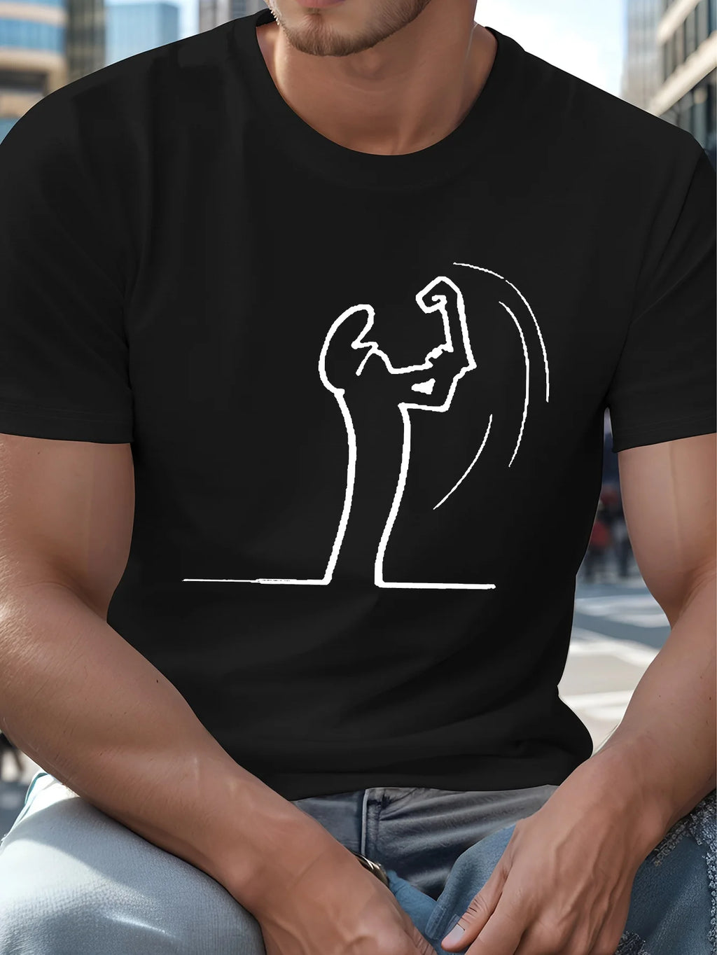 Camiseta Figura Minimalista | Arte Lineal Urbano | Streetwear Sin Reglas