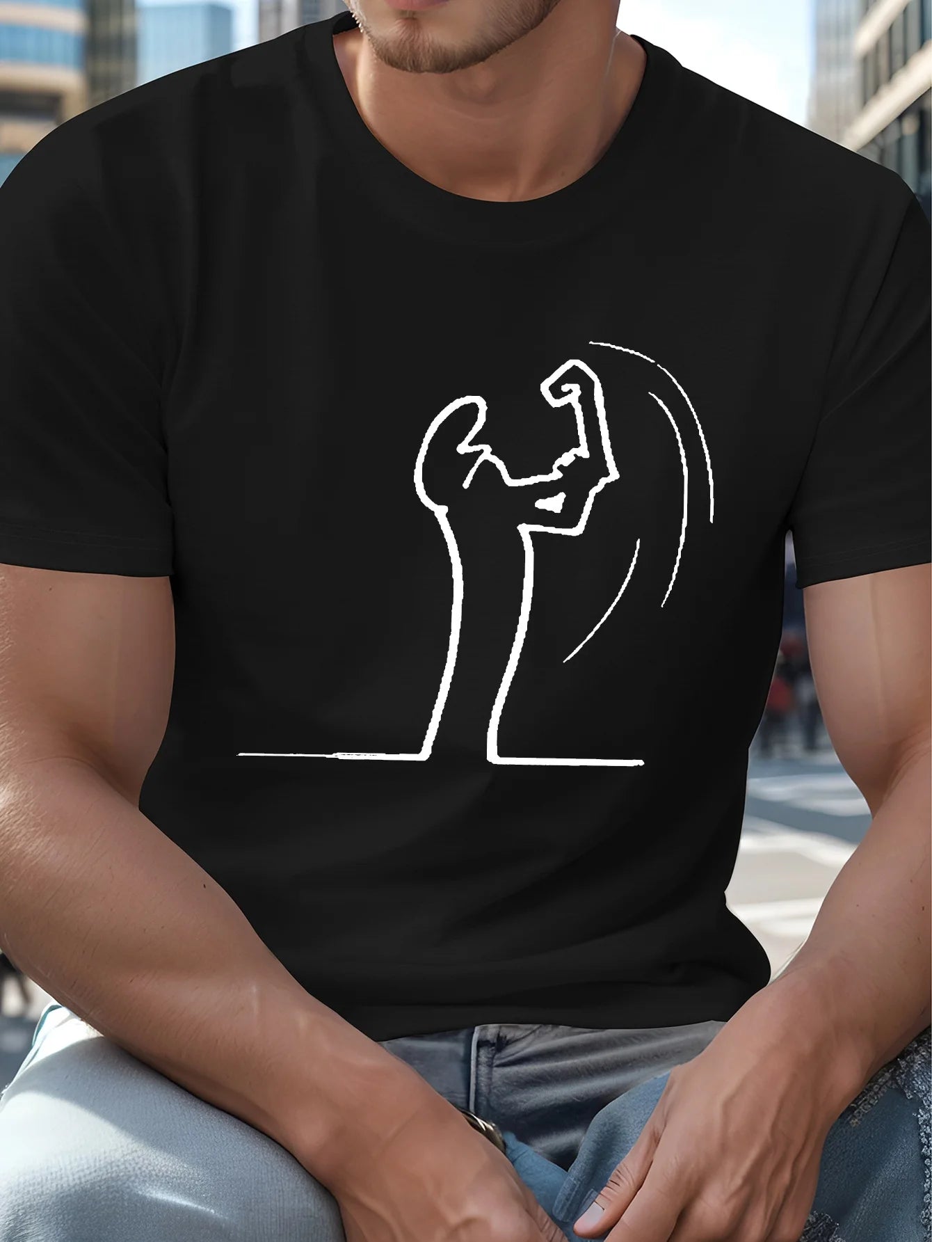 Camiseta Figura Minimalista | Arte Lineal Urbano | Streetwear Sin Reglas