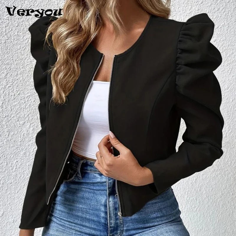 Chaqueta Corta de Moda - Abrigo Elegante Abullonado Ruleless